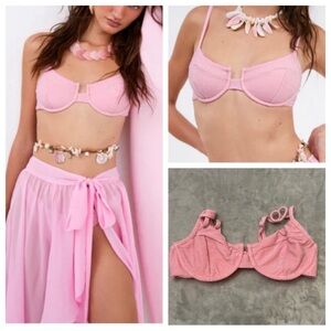 New! For love and lemons Tiana pink shimmer underwire bikini top 24355